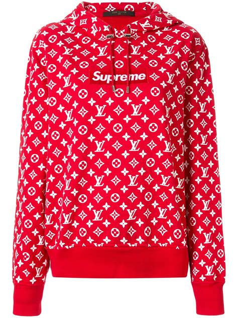 louis vuitton red hoodie supreme